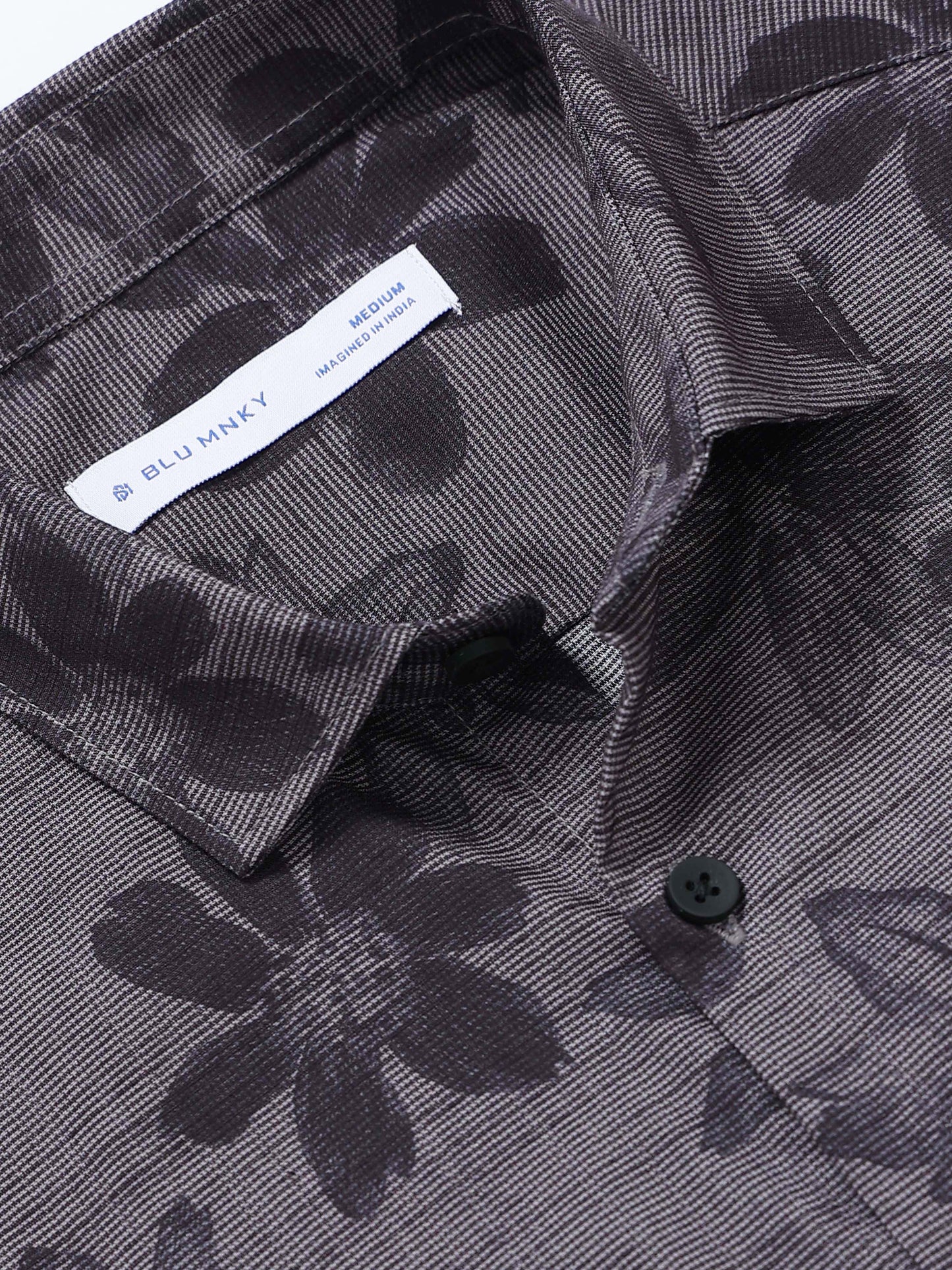 Contemporary Printed Cotton Blend Shirt Grey