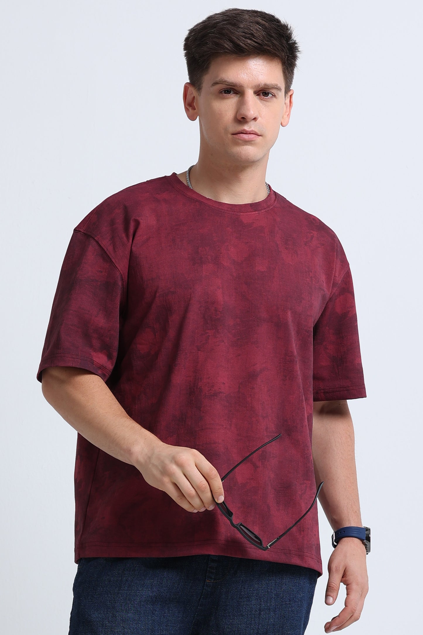 Boxy Fit Oversized Streetwear T-Shirt Maroon