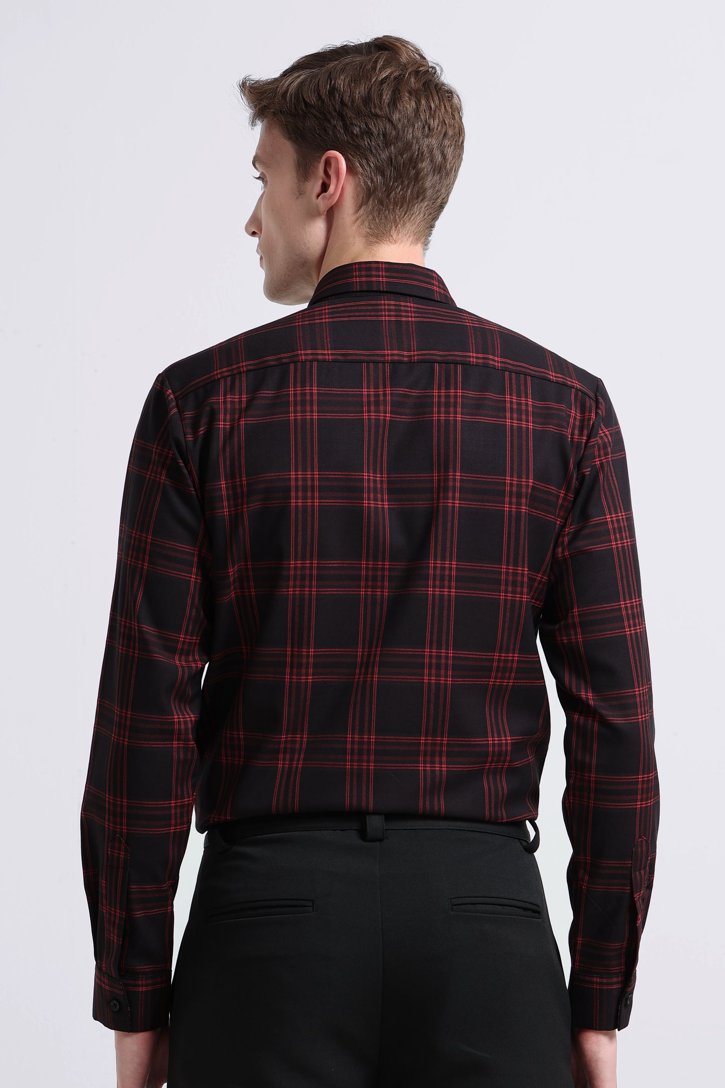 Classic Checked Slim Fit Shirt Black Red