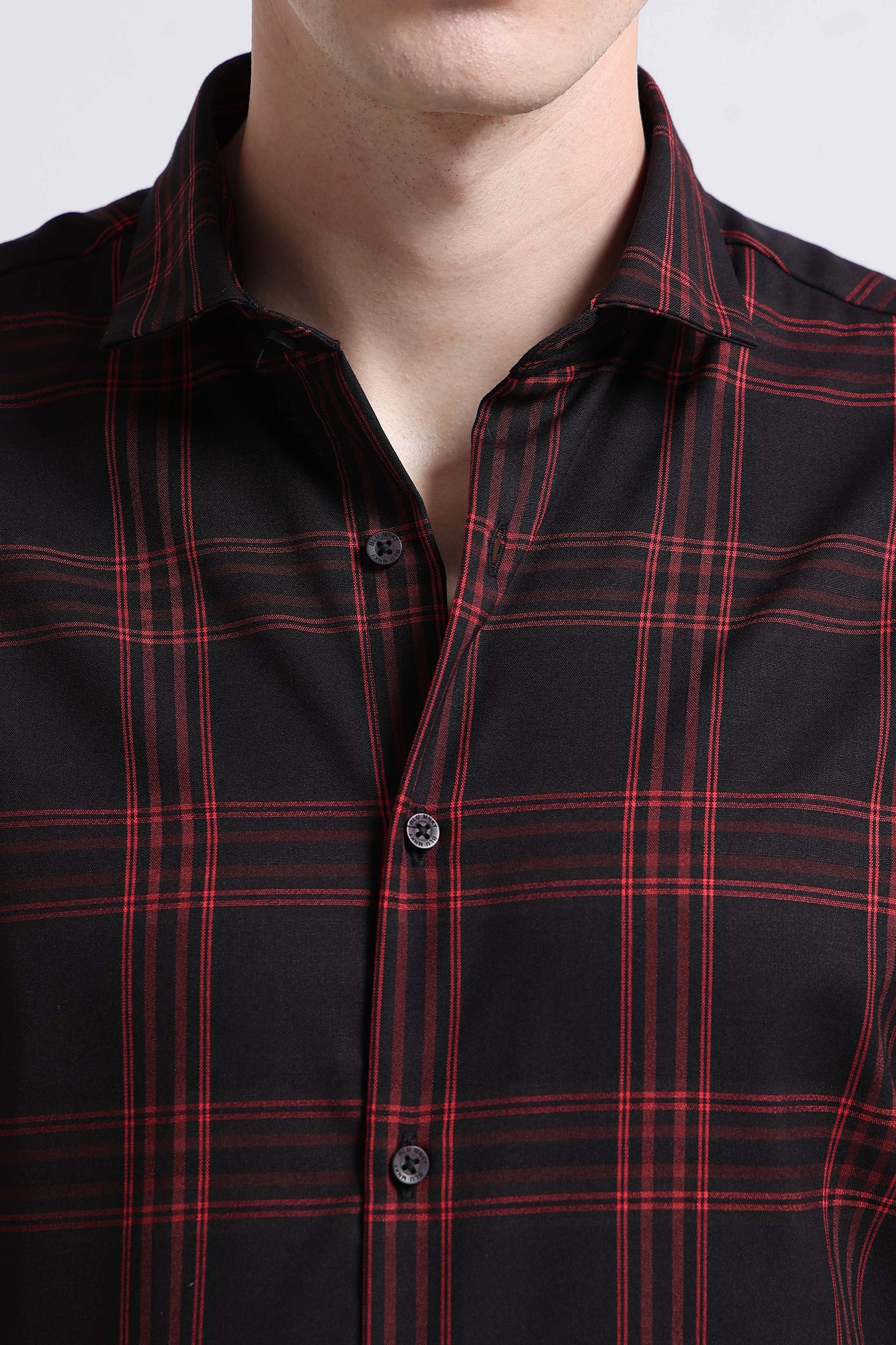 Classic Checked Slim Fit Shirt Black Red