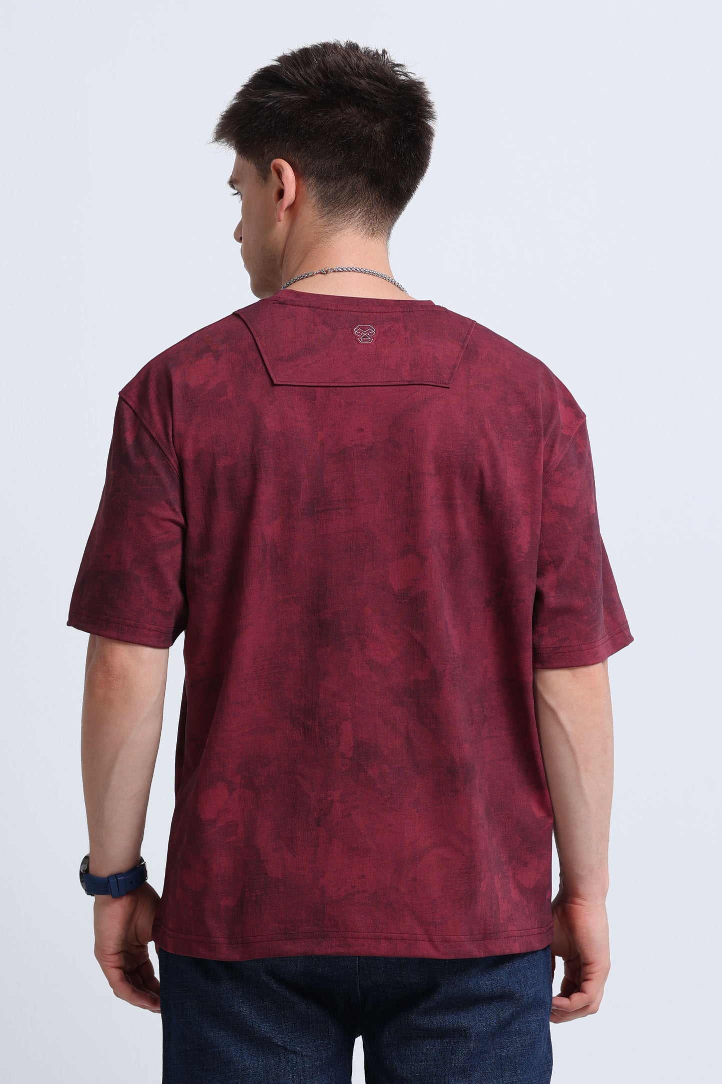 Boxy Fit Oversized Streetwear T-Shirt Maroon