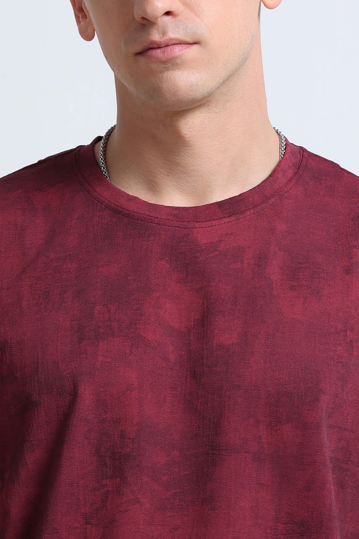 Boxy Fit Oversized Streetwear T-Shirt Maroon