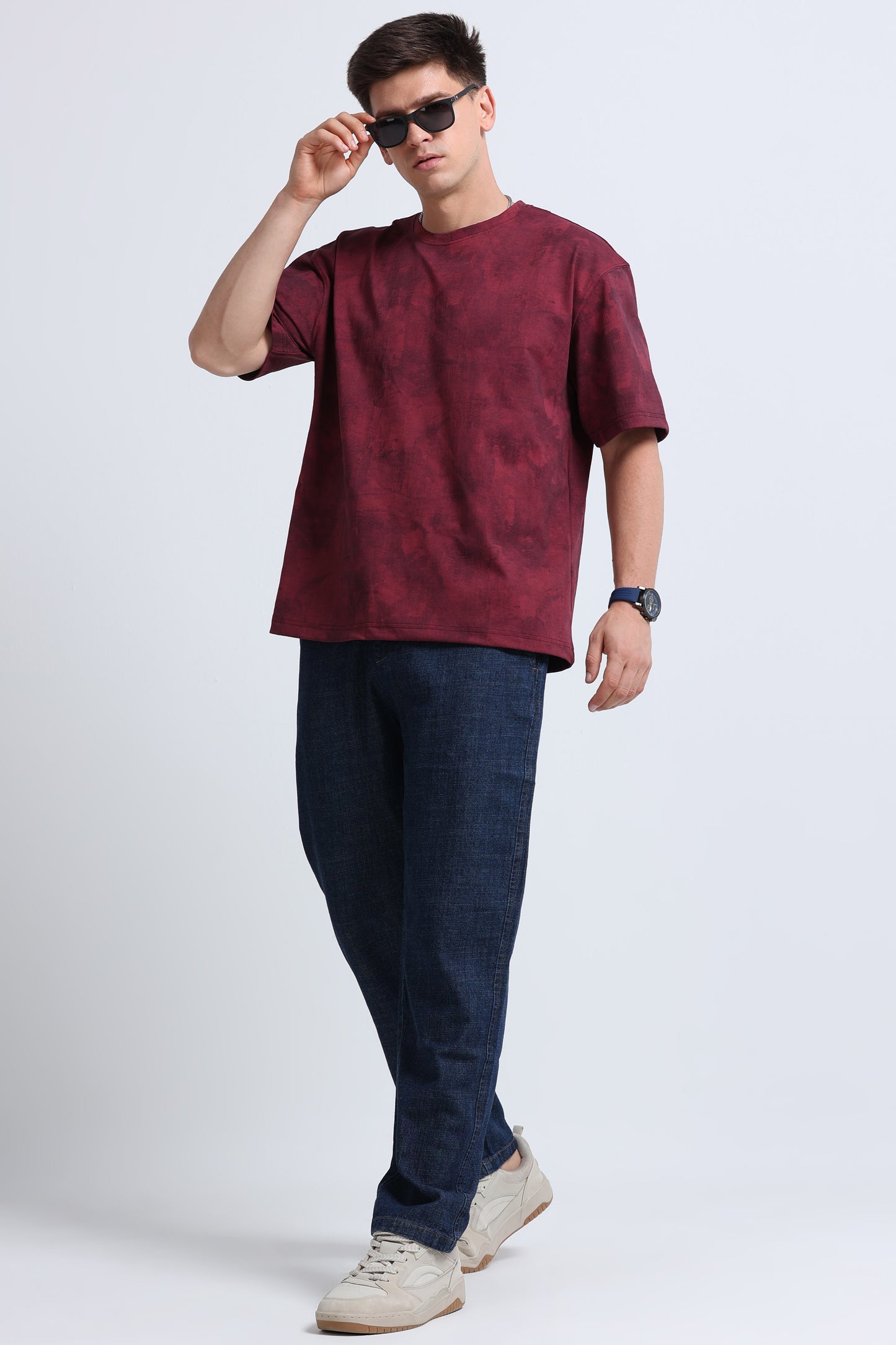 Boxy Fit Oversized Streetwear T-Shirt Maroon