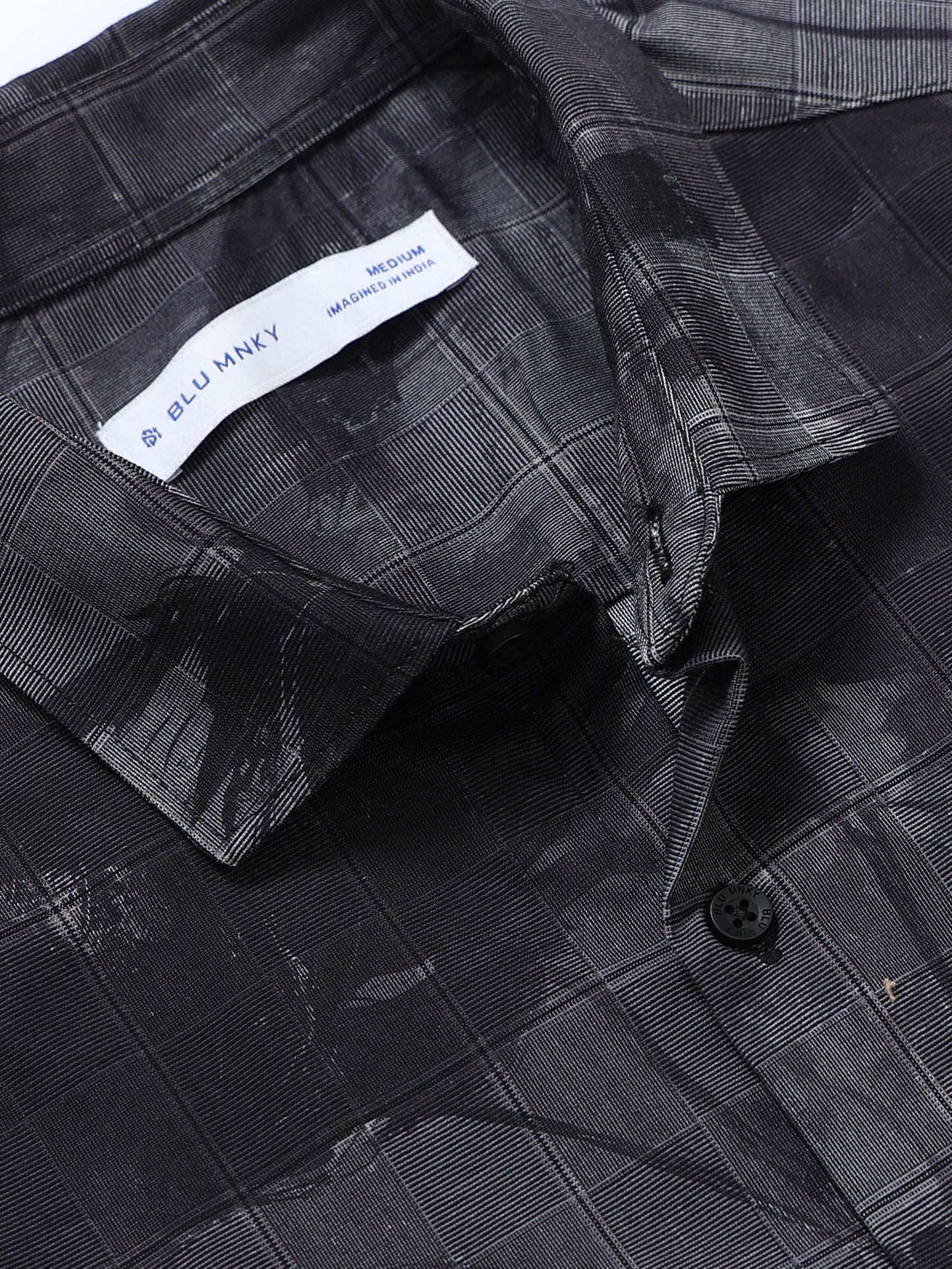 Premium Cotton-blend Digital Print Shirt Dark Grey