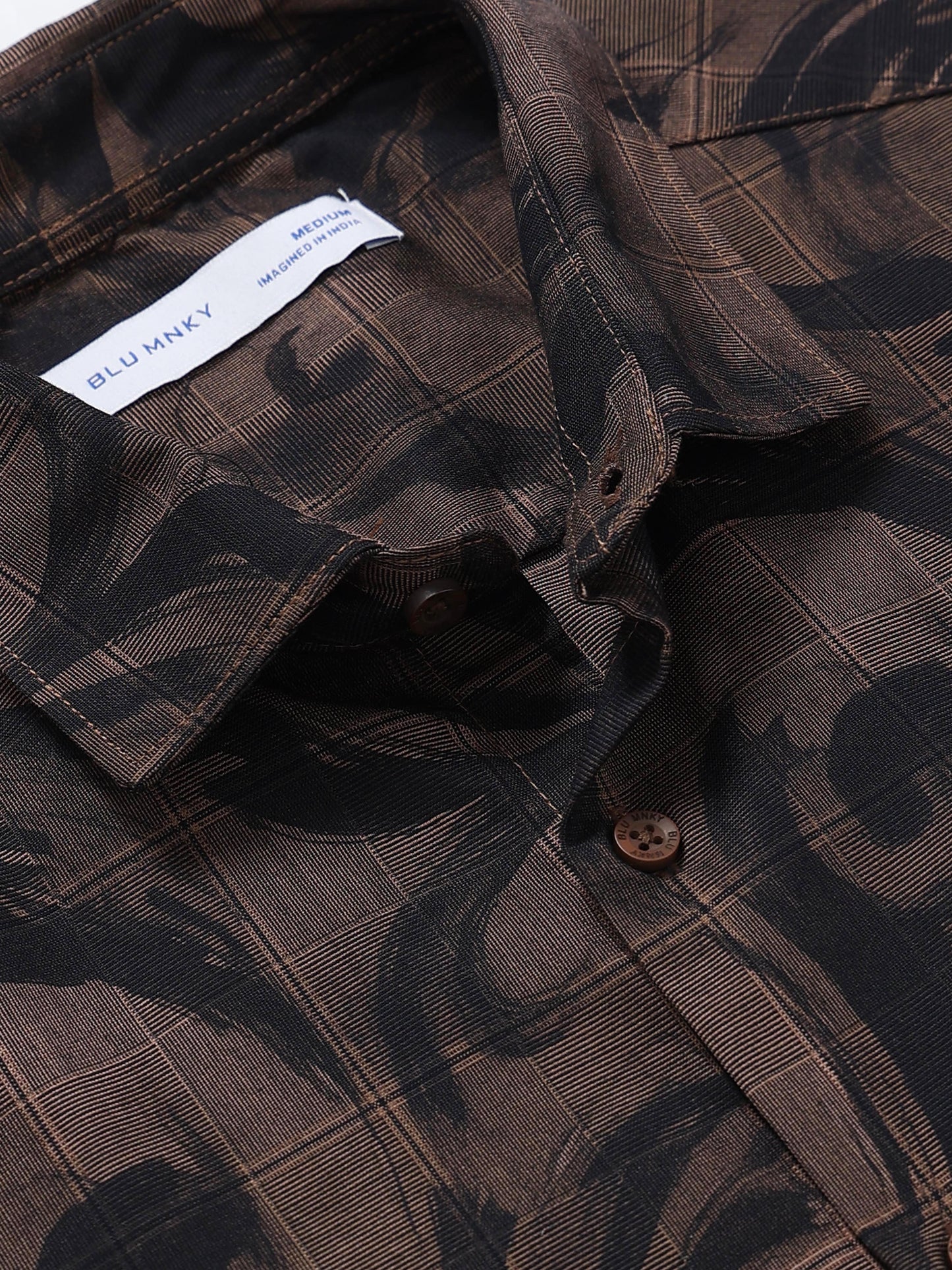 Premium Cotton-blend Digital Print Shirt Brown Green