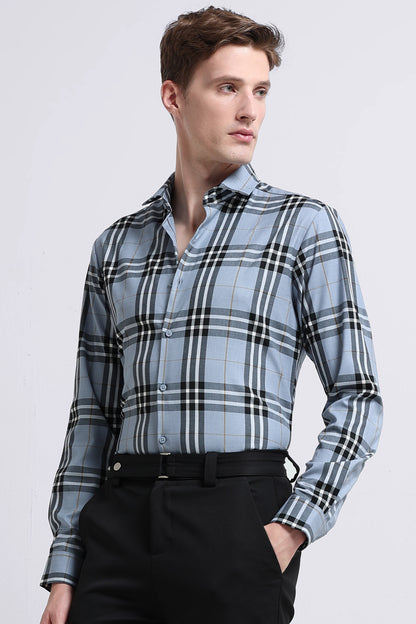 Classic Checked Slim Fit Shirt Blue Black