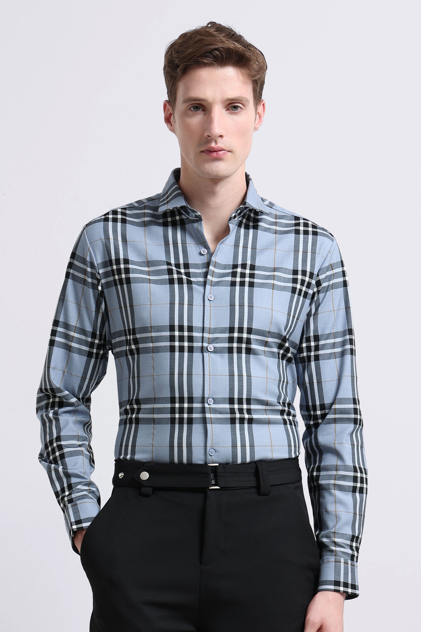 Classic Checked Slim Fit Shirt Blue Black
