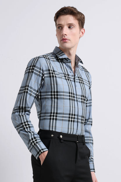 Classic Checked Slim Fit Shirt Blue Black