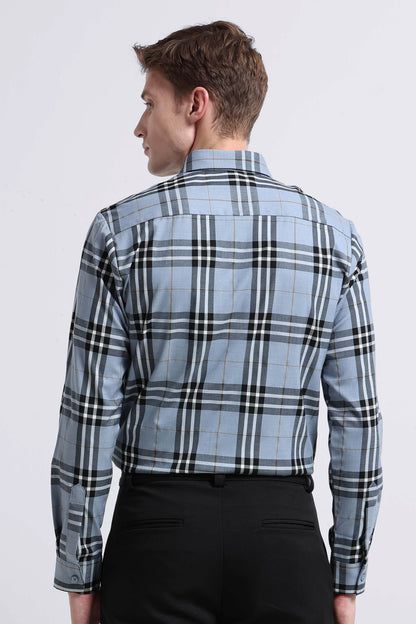 Classic Checked Slim Fit Shirt Blue Black