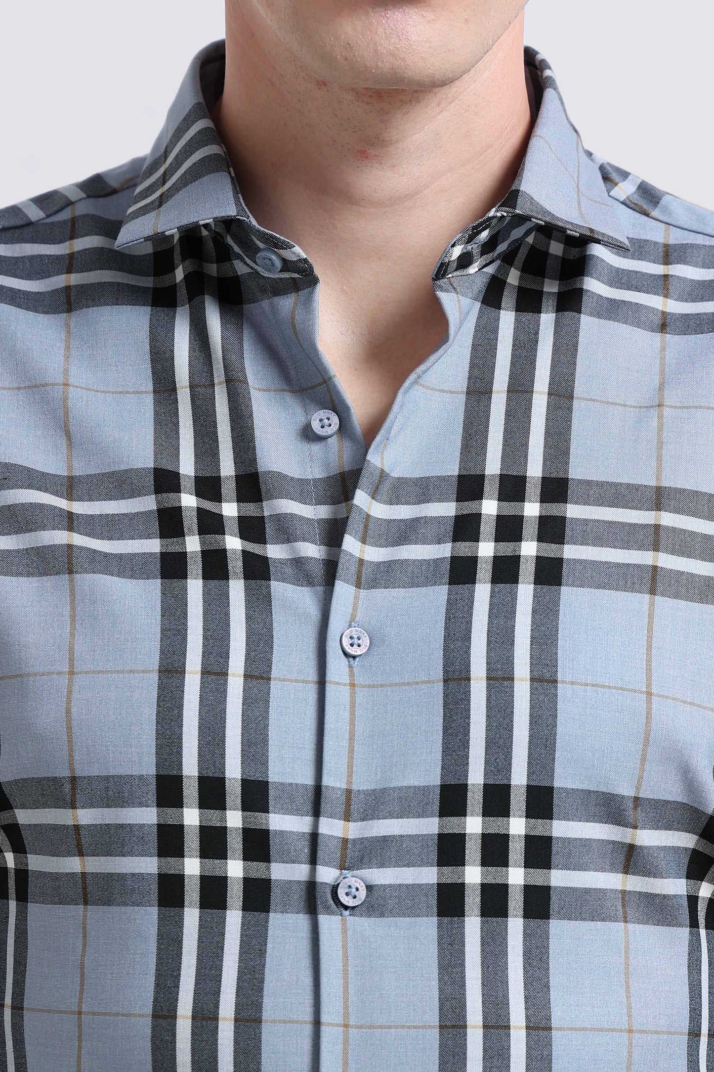 Classic Checked Slim Fit Shirt Blue Black
