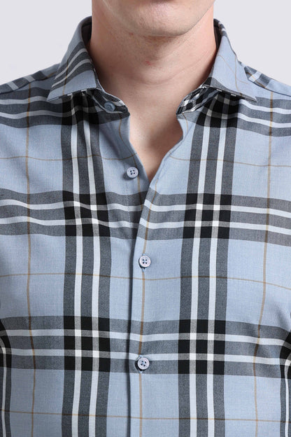 Classic Checked Slim Fit Shirt Blue Black