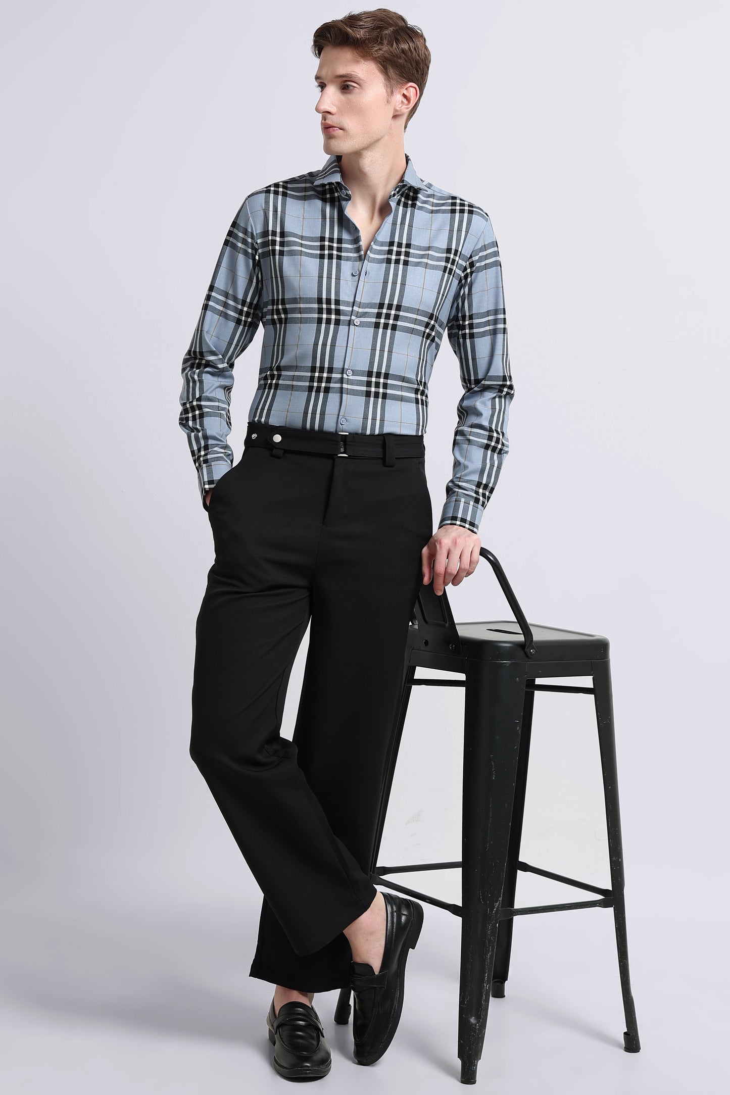 Classic Checked Slim Fit Shirt Blue Black