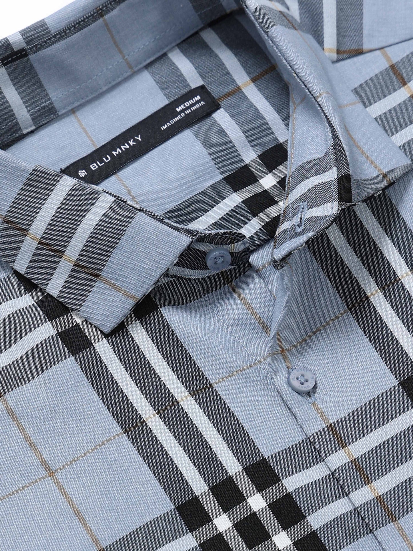Classic Checked Slim Fit Shirt Blue Black