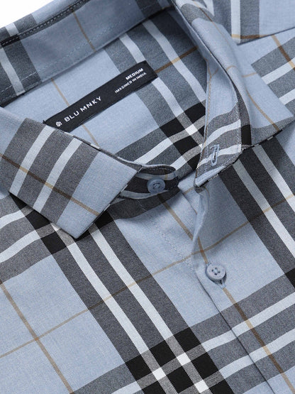 Classic Checked Slim Fit Shirt Blue Black