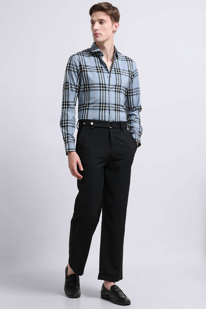 Classic Checked Slim Fit Shirt Blue Black