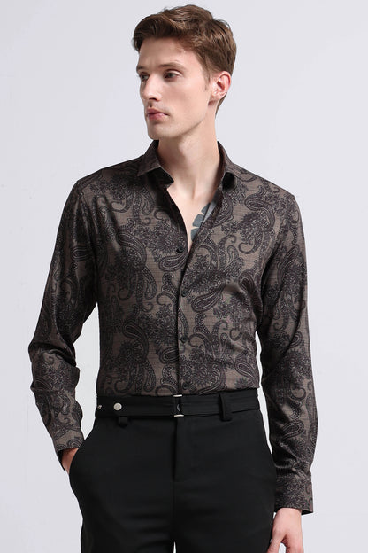 Contemporary Printed Cotton Blend Shirt Lt Green