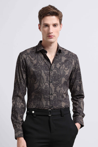 Contemporary Printed Cotton Blend Shirt Lt Green