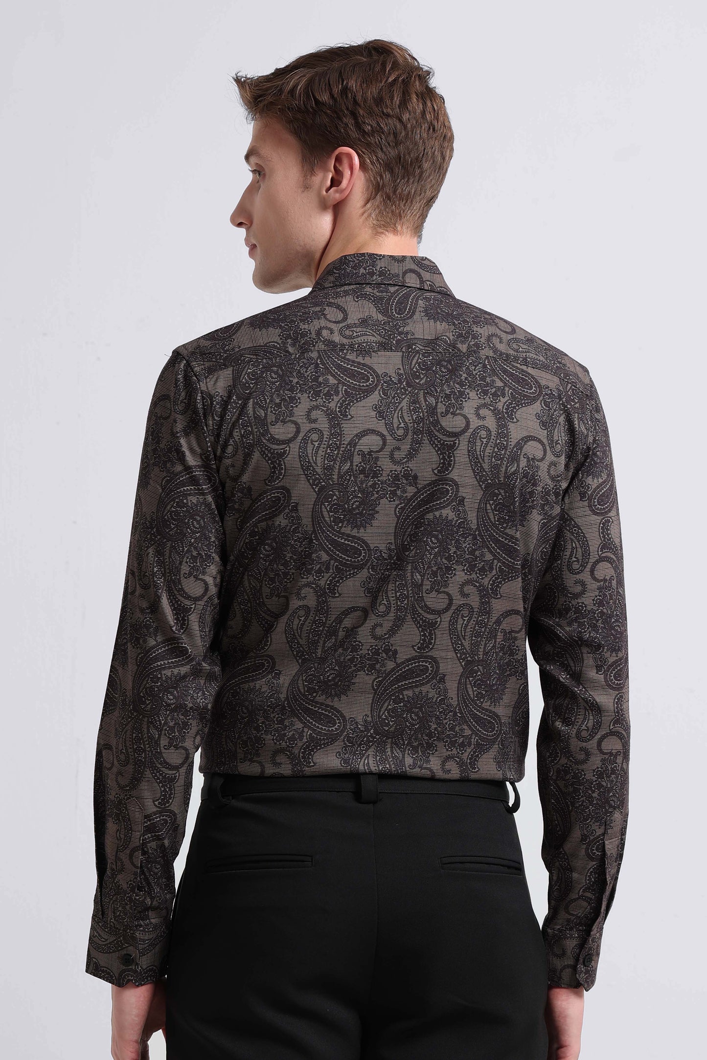 Contemporary Printed Cotton Blend Shirt Lt Green