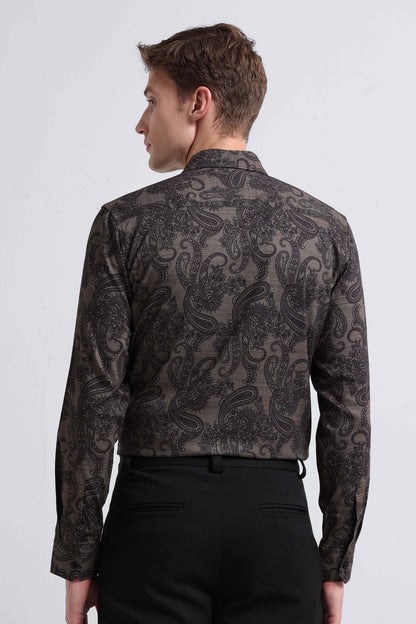 Contemporary Printed Cotton Blend Shirt Lt Green