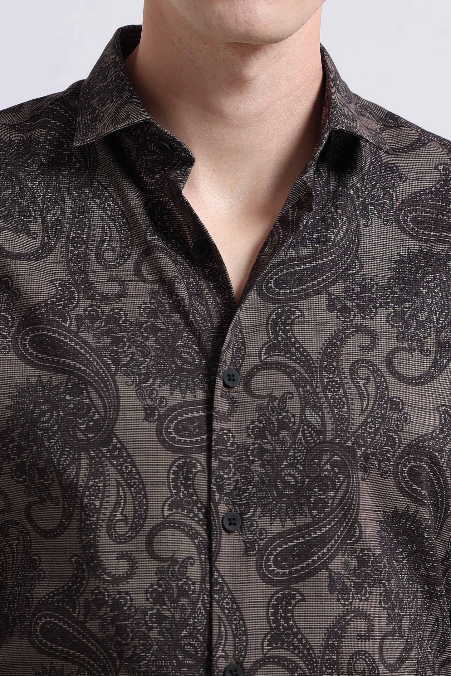 Contemporary Printed Cotton Blend Shirt Lt Green