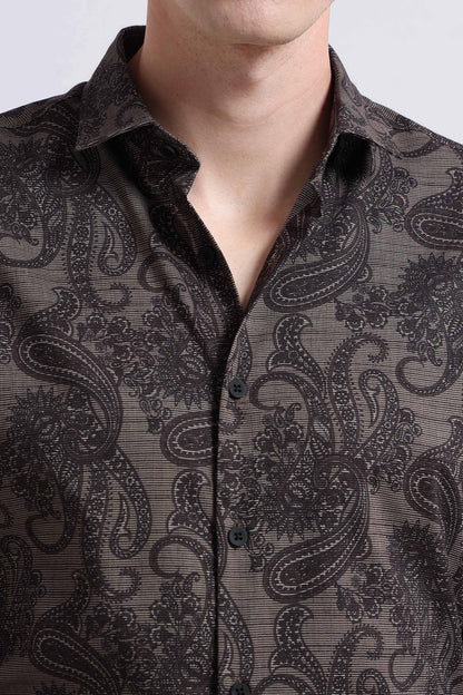 Contemporary Printed Cotton Blend Shirt Lt Green