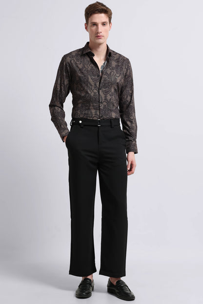Contemporary Printed Cotton Blend Shirt Lt Green