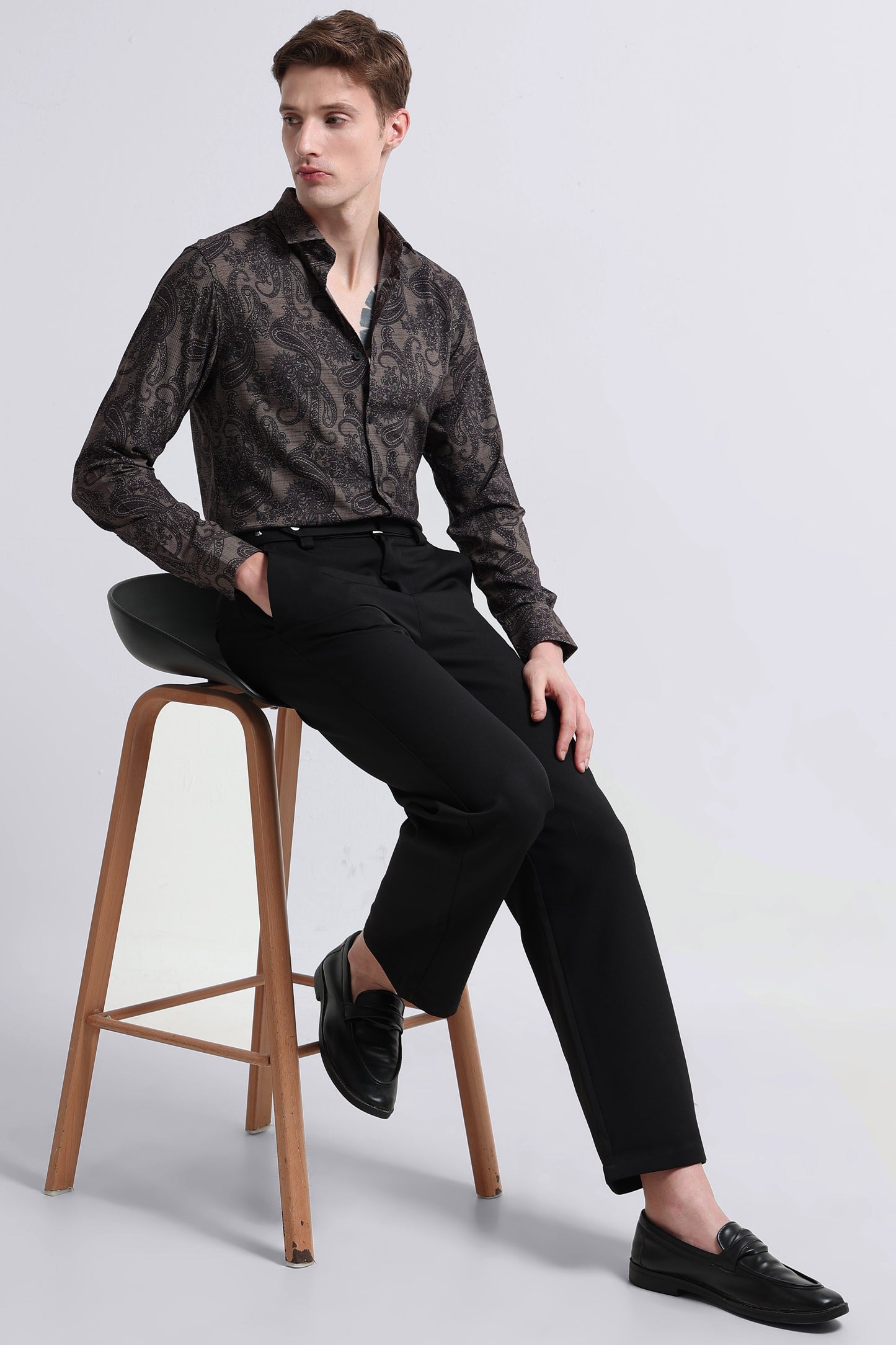 Contemporary Printed Cotton Blend Shirt Lt Green