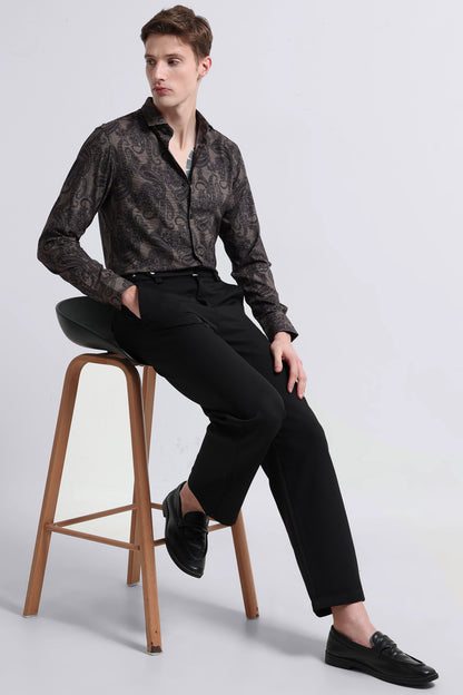 Contemporary Printed Cotton Blend Shirt Lt Green