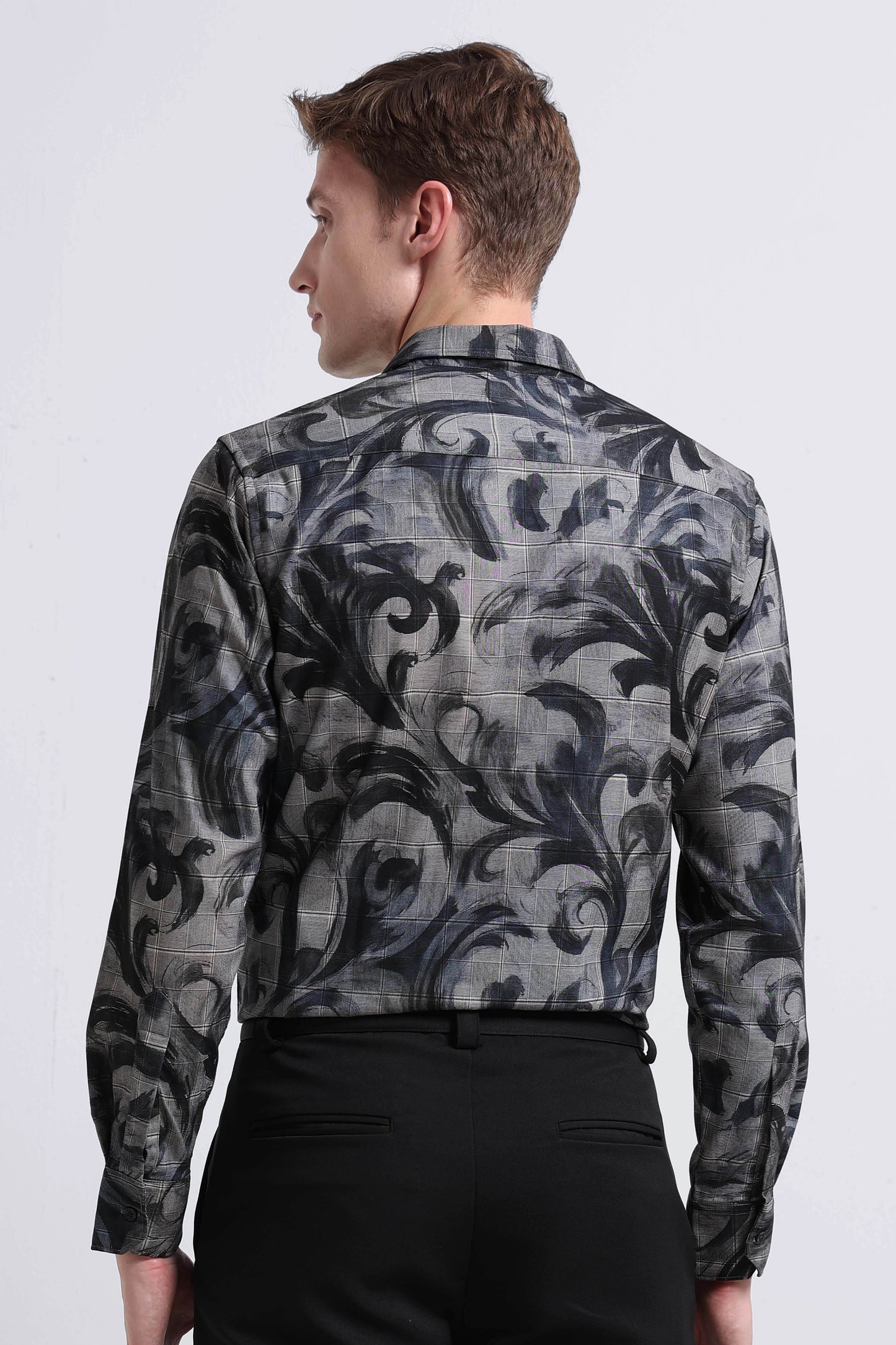 Premium Cotton-blend Digital Print Shirt Cement Grey