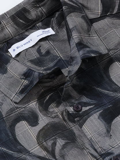 Premium Cotton-blend Digital Print Shirt Cement Grey