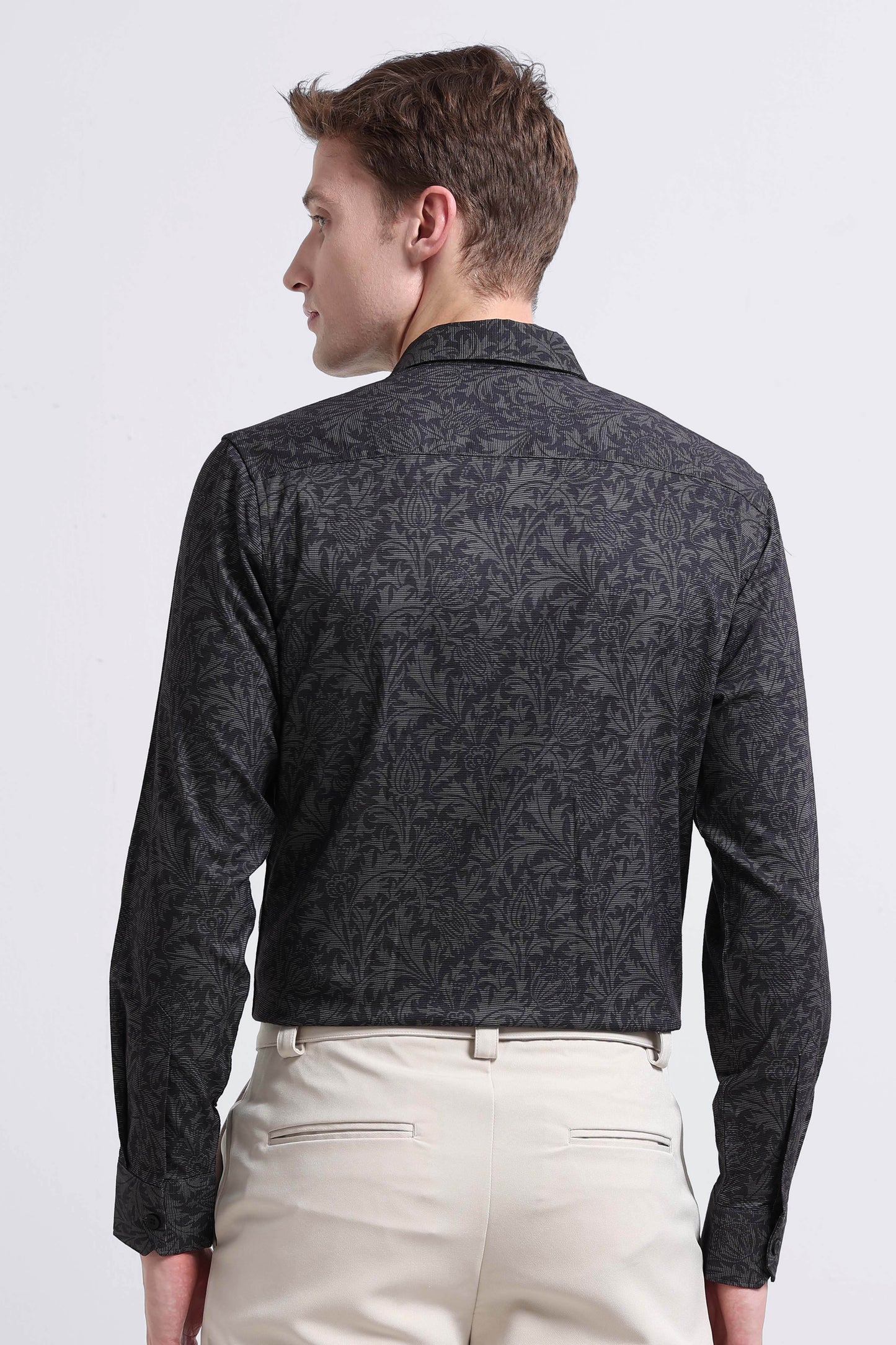 Contemporary Printed Cotton Blend Shirt Olive