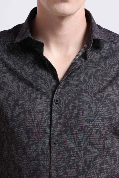 Contemporary Printed Cotton Blend Shirt Olive
