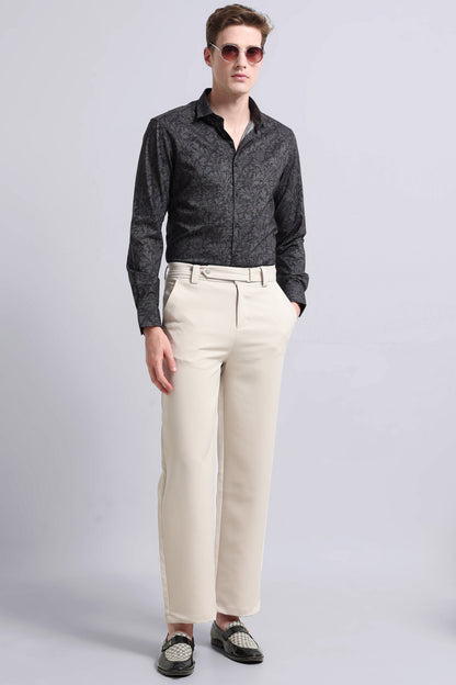 Contemporary Printed Cotton Blend Shirt Olive