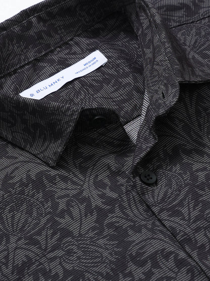Contemporary Printed Cotton Blend Shirt Olive