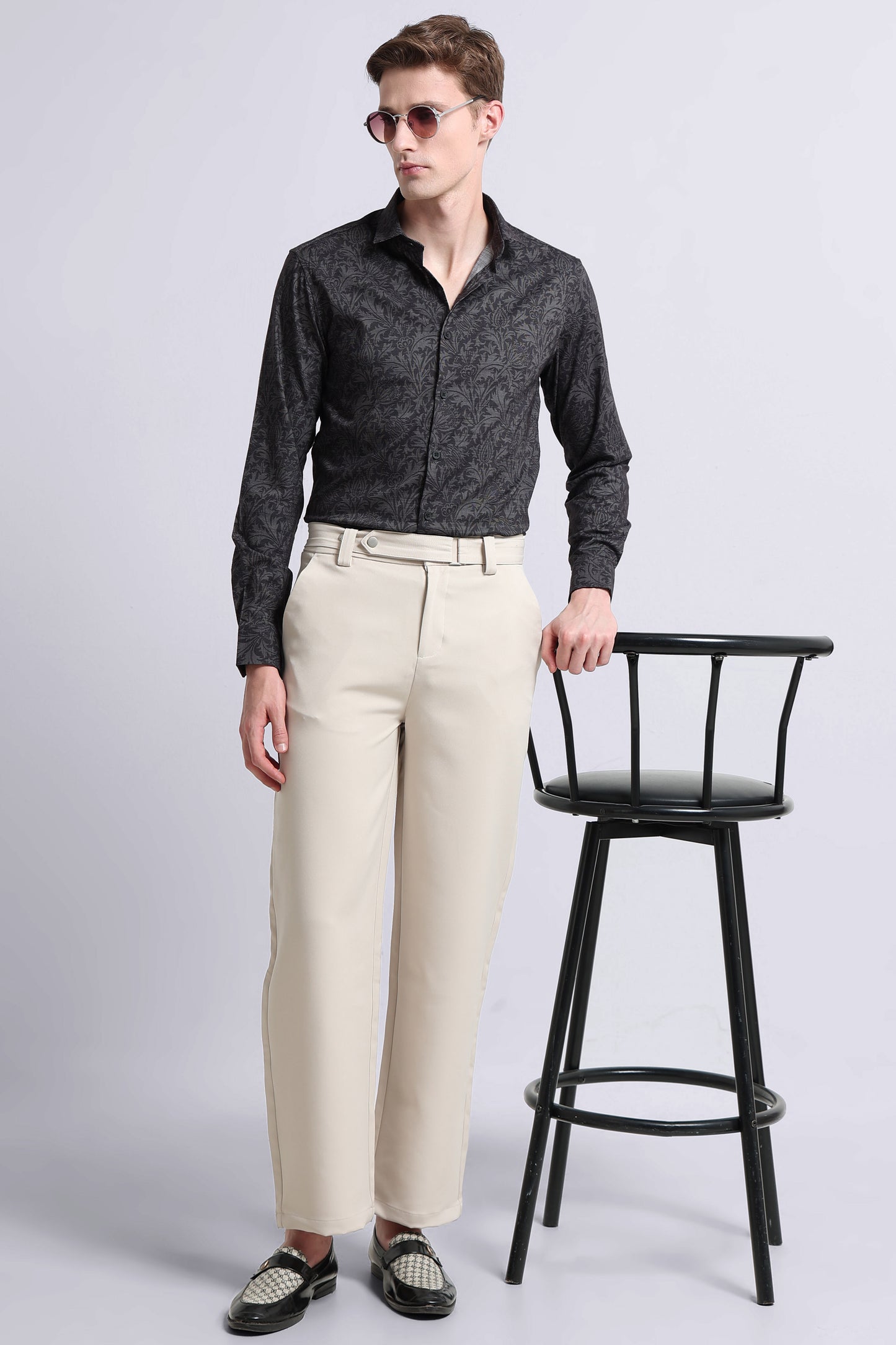 Contemporary Printed Cotton Blend Shirt Olive