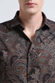 Contemporary Printed Cotton Blend Shirt Rust