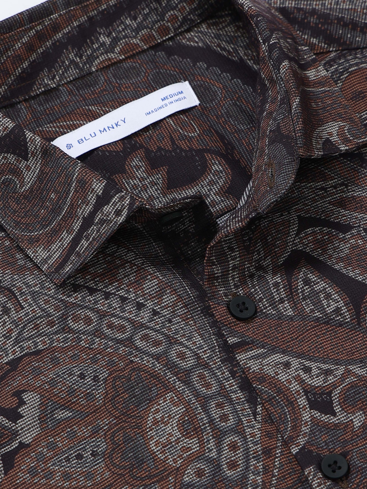 Contemporary Printed Cotton Blend Shirt Rust