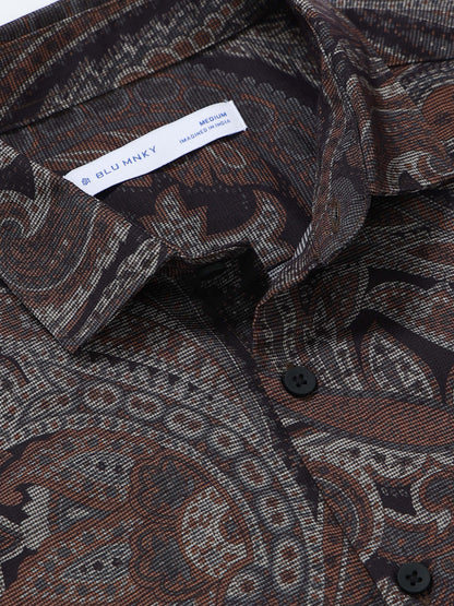 Contemporary Printed Cotton Blend Shirt Rust