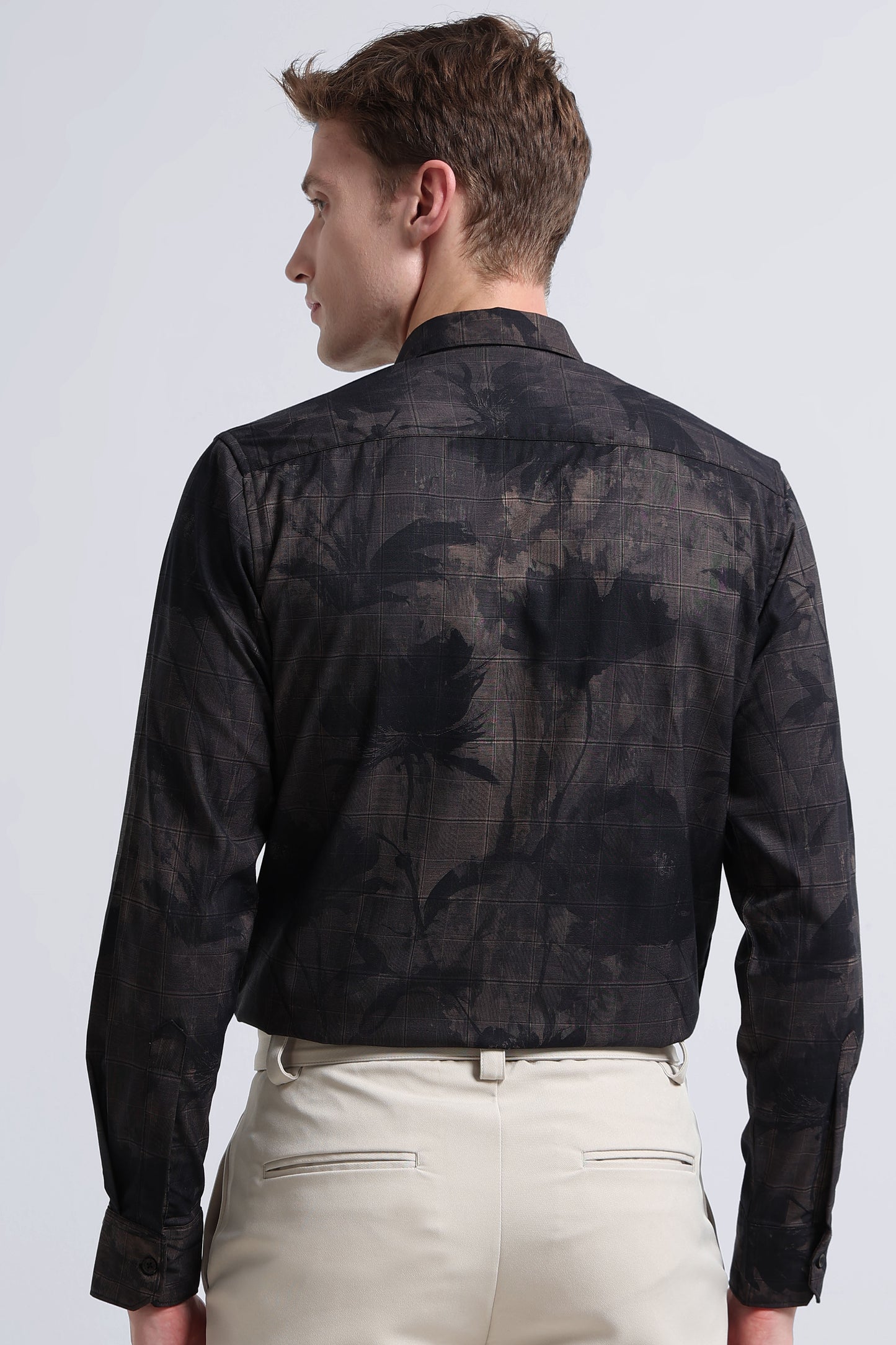 Premium Cotton-blend Digital Print Shirt Black Green