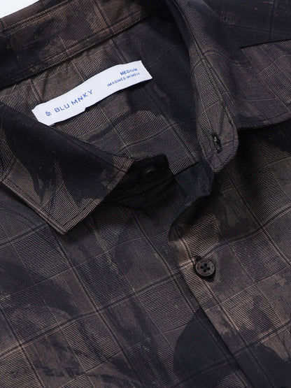 Premium Cotton-blend Digital Print Shirt Black Green