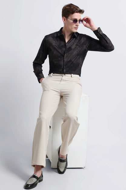 Premium Cotton-blend Digital Print Shirt Black Green