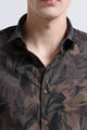 Premium Cotton-blend Digital Print Shirt Brown Red