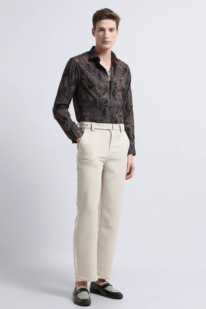 Premium Cotton-blend Digital Print Shirt Brown Red