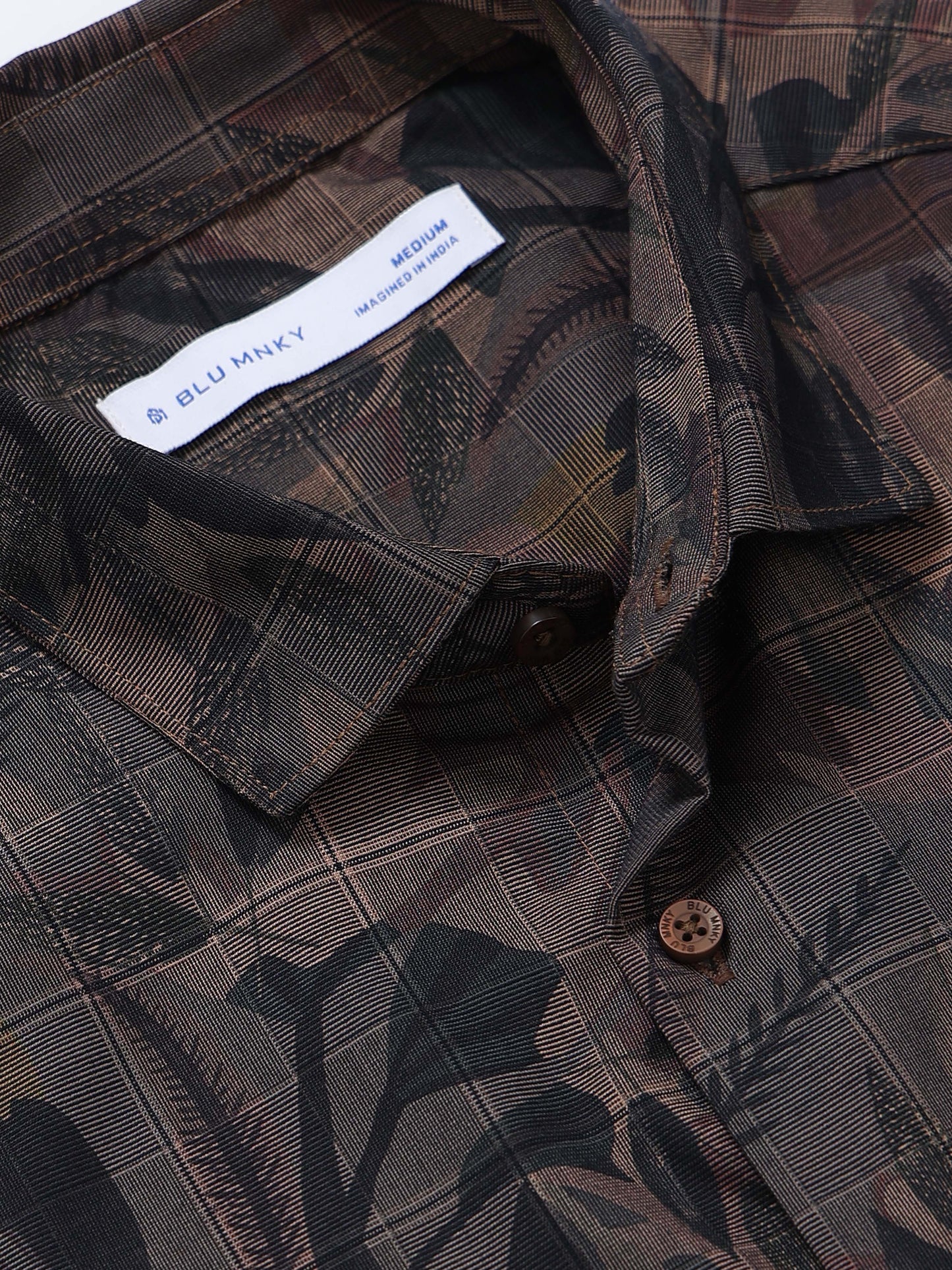 Premium Cotton-blend Digital Print Shirt Brown Red