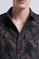 Premium Cotton-blend Digital Print Shirt Brown Black