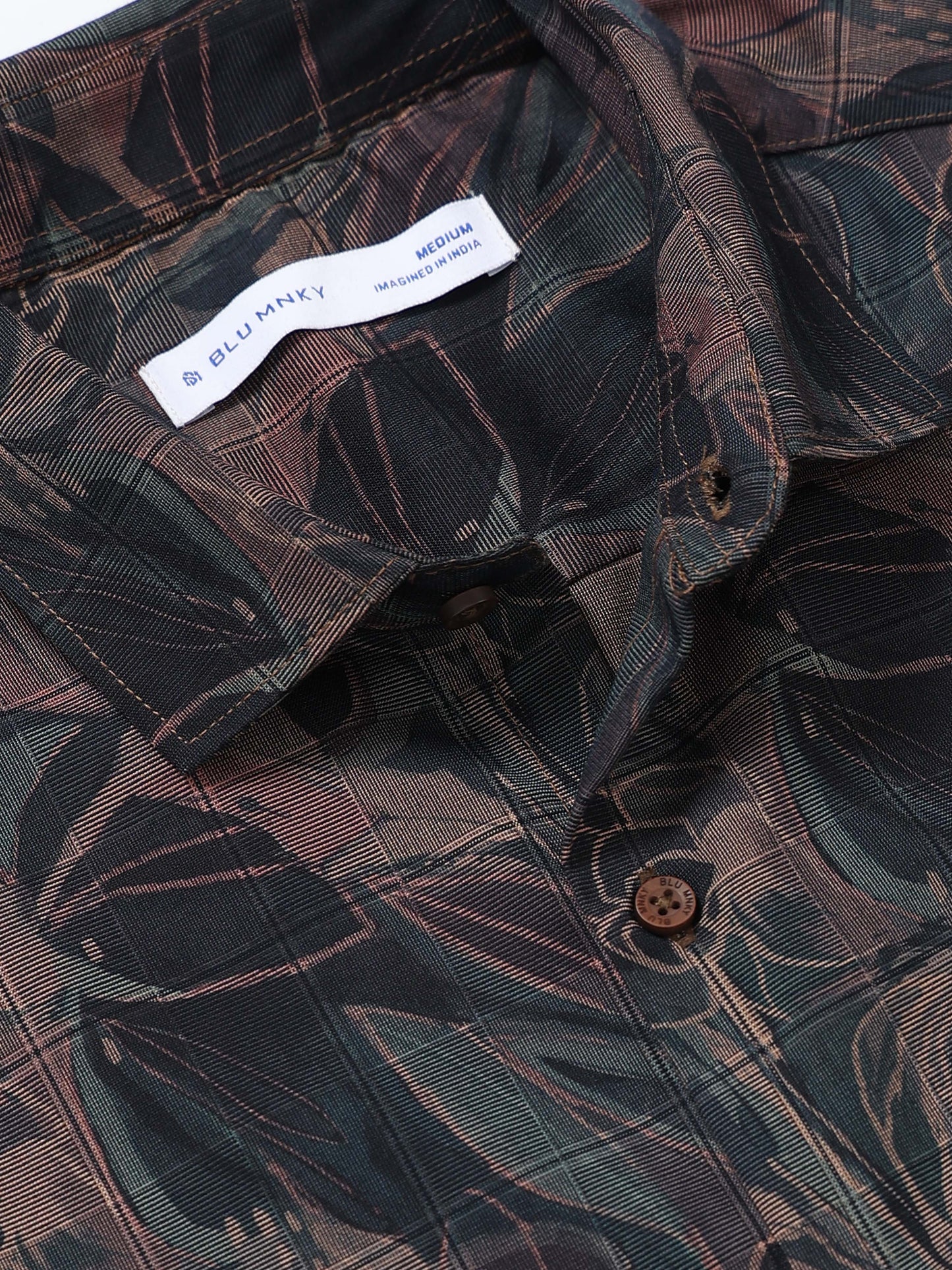 Premium Cotton-blend Digital Print Shirt Brown Black