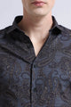 Contemporary Printed Cotton Blend Shirt Dark Blue