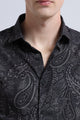 Contemporary Printed Cotton Blend Shirt Dark Green Black