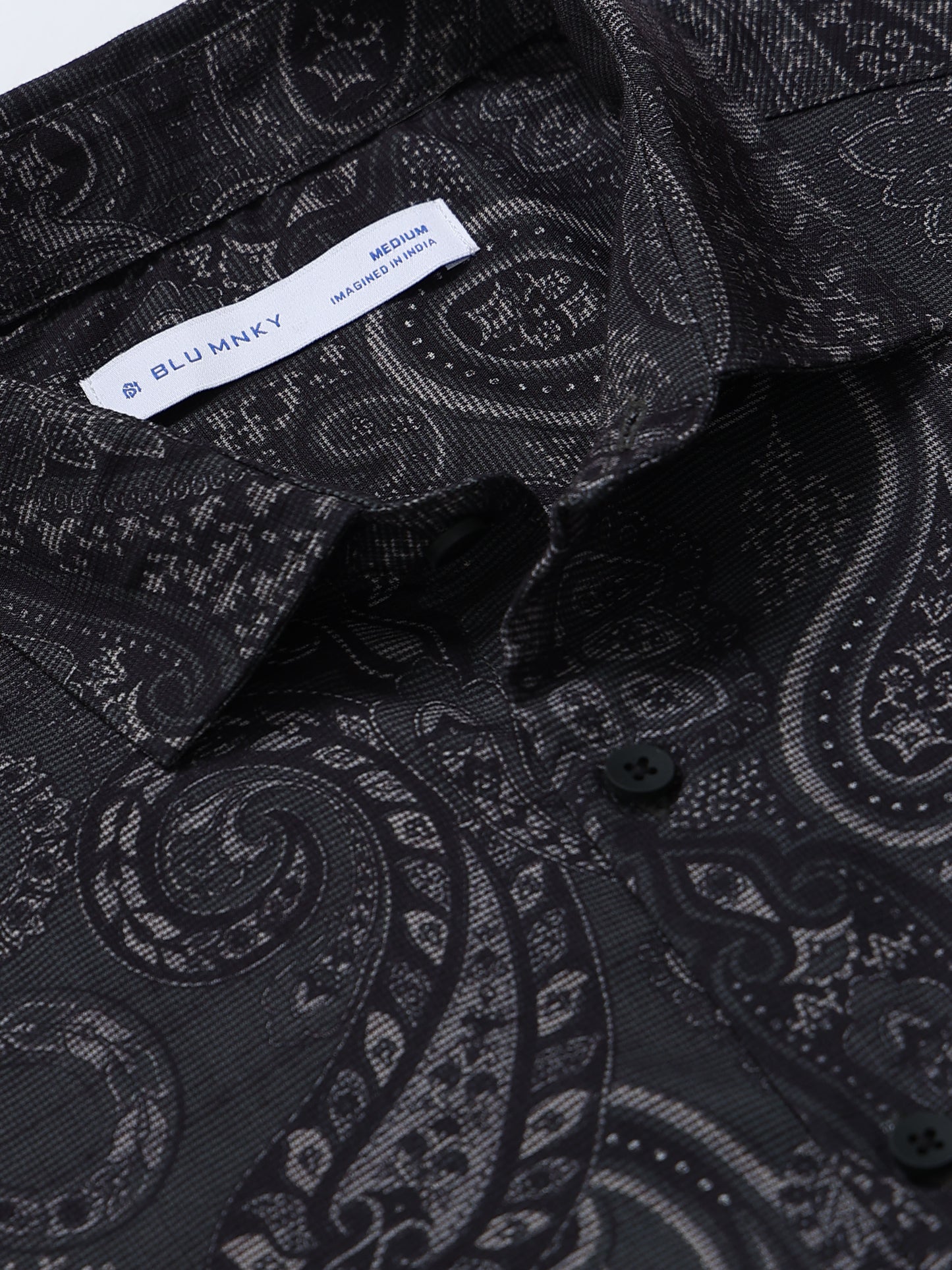 Contemporary Printed Cotton Blend Shirt Dark Green Black