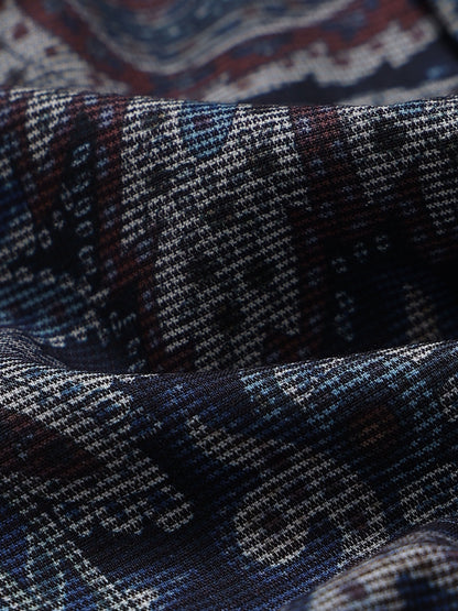 Contemporary Printed Cotton Blend Shirt Navy